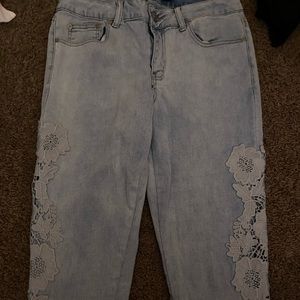 Floral White Washed Jeans